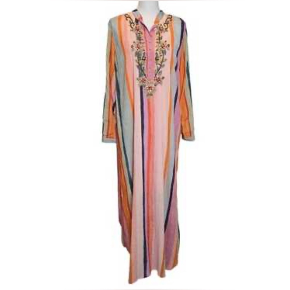 Soft Surroundings Striped Aruba Caftan boho Dress. resortwear size XS - Picture 3 of 6
